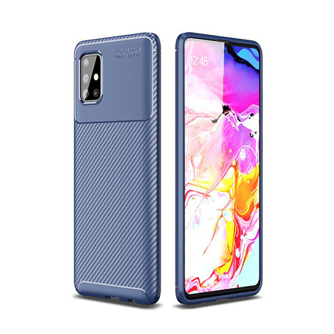 Coque Silicone Housse Etui Gel Serge pour Samsung Galaxy A51 5G Bleu