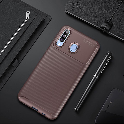 Coque Silicone Housse Etui Gel Serge pour Samsung Galaxy A60 Marron