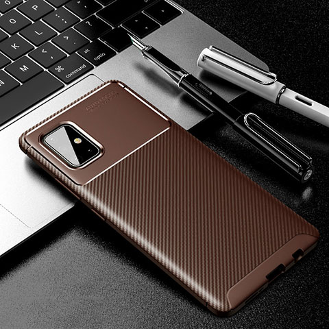 Coque Silicone Housse Etui Gel Serge pour Samsung Galaxy A71 4G A715 Marron