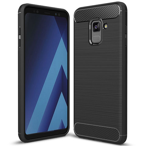 Coque Silicone Housse Etui Gel Serge pour Samsung Galaxy A8+ A8 Plus (2018) A730F Noir