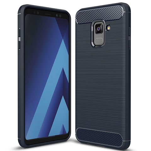 Coque Silicone Housse Etui Gel Serge pour Samsung Galaxy A8+ A8 Plus (2018) Duos A730F Bleu