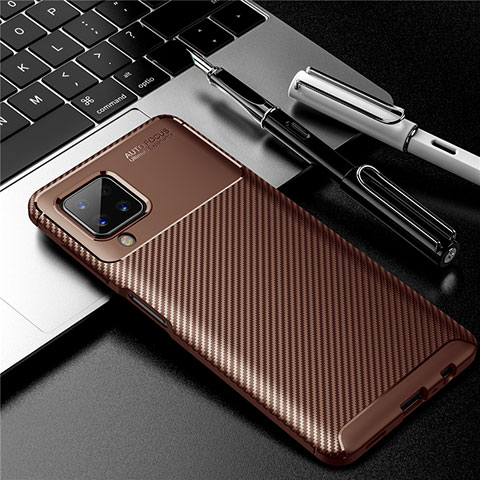 Coque Silicone Housse Etui Gel Serge pour Samsung Galaxy F12 Marron