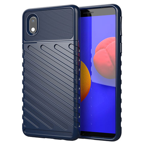 Coque Silicone Housse Etui Gel Serge pour Samsung Galaxy M01 Core Bleu