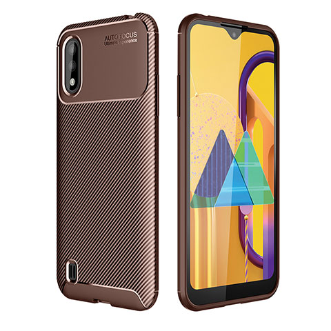 Coque Silicone Housse Etui Gel Serge pour Samsung Galaxy M01 Marron