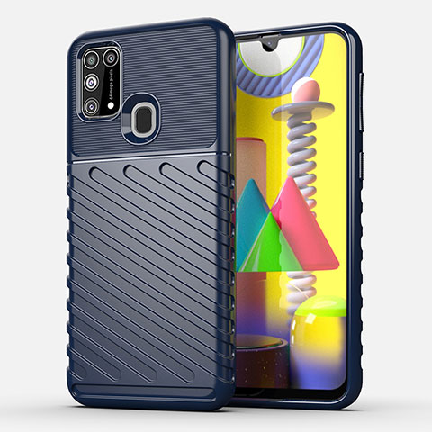 Coque Silicone Housse Etui Gel Serge pour Samsung Galaxy M21s Bleu