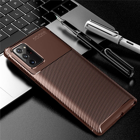 Coque Silicone Housse Etui Gel Serge pour Samsung Galaxy Note 20 5G Marron