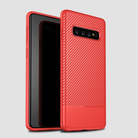 Coque Silicone Housse Etui Gel Serge pour Samsung Galaxy S10 5G Rouge