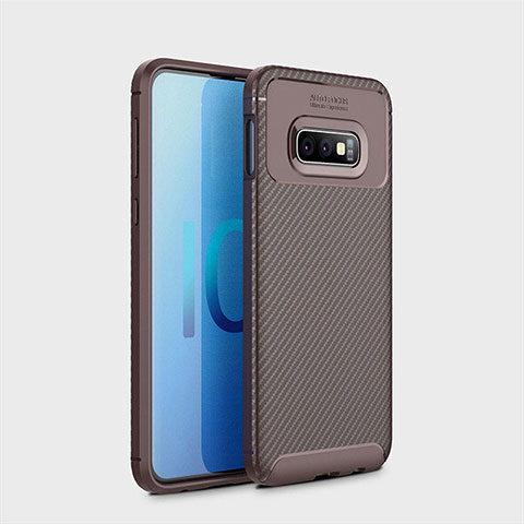 Coque Silicone Housse Etui Gel Serge pour Samsung Galaxy S10e Marron