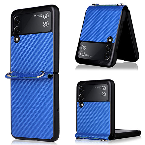 Coque Silicone Housse Etui Gel Serge pour Samsung Galaxy Z Flip3 5G Bleu