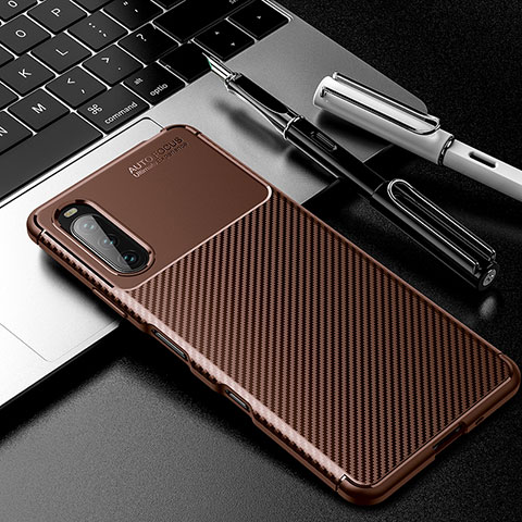 Coque Silicone Housse Etui Gel Serge pour Sony Xperia 10 III Lite Marron