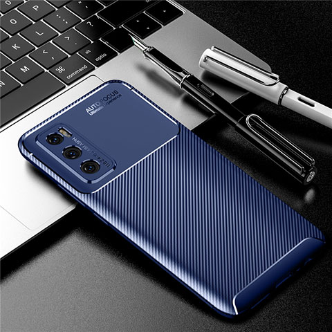 Coque Silicone Housse Etui Gel Serge pour Vivo V20 SE Bleu