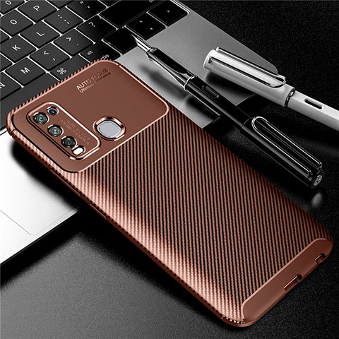 Coque Silicone Housse Etui Gel Serge pour Vivo Y50 Marron