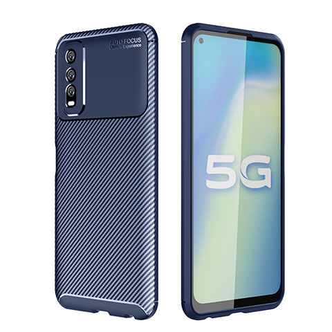 Coque Silicone Housse Etui Gel Serge pour Vivo Y70S 5G Bleu