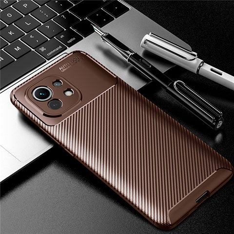 Coque Silicone Housse Etui Gel Serge pour Xiaomi Mi 11 5G Marron