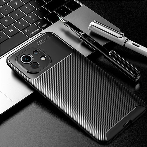 Coque Silicone Housse Etui Gel Serge pour Xiaomi Mi 11 Lite 5G NE Noir