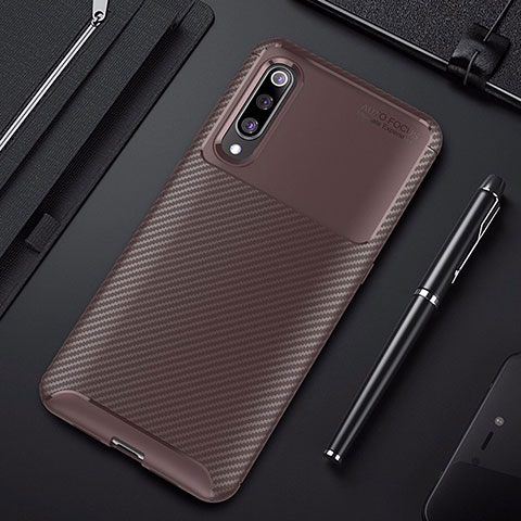 Coque Silicone Housse Etui Gel Serge pour Xiaomi Mi 9 Lite Marron