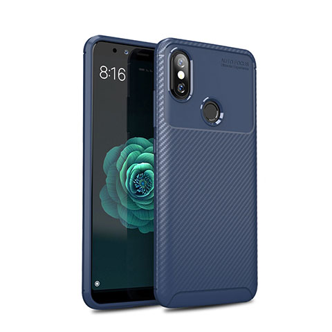 Coque Silicone Housse Etui Gel Serge pour Xiaomi Mi A2 Bleu