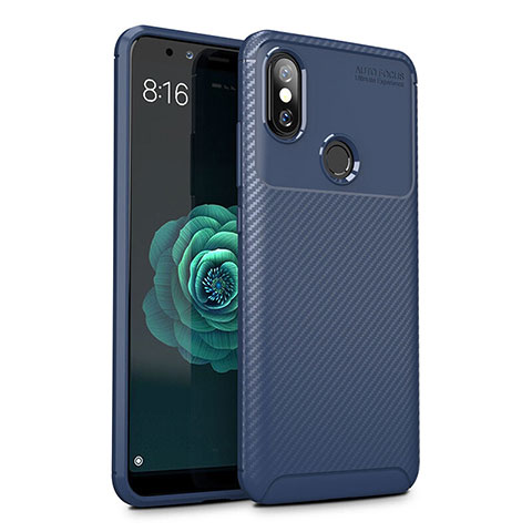 Coque Silicone Housse Etui Gel Serge pour Xiaomi Mi A2 Lite Bleu