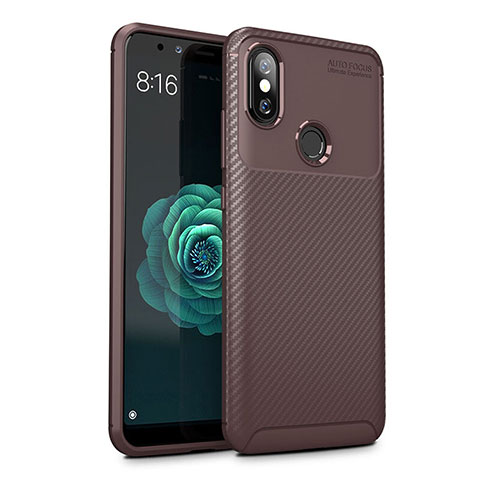 Coque Silicone Housse Etui Gel Serge pour Xiaomi Mi A2 Lite Marron