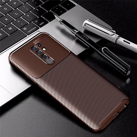 Coque Silicone Housse Etui Gel Serge pour Xiaomi Redmi 9 Prime India Marron