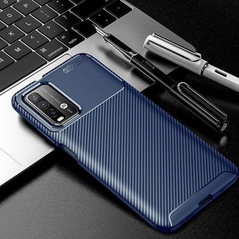 Coque Silicone Housse Etui Gel Serge pour Xiaomi Redmi Note 9 4G Bleu