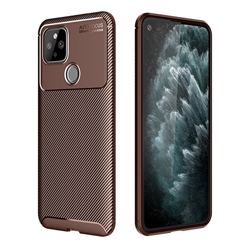 Coque Silicone Housse Etui Gel Serge QK1 pour Google Pixel 5 Marron