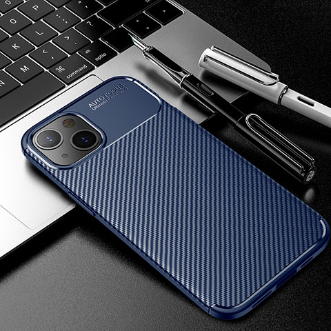 Coque Silicone Housse Etui Gel Serge S01 pour Apple iPhone 13 Bleu