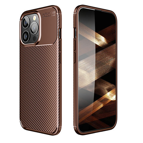 Coque Silicone Housse Etui Gel Serge S01 pour Apple iPhone 15 Pro Marron