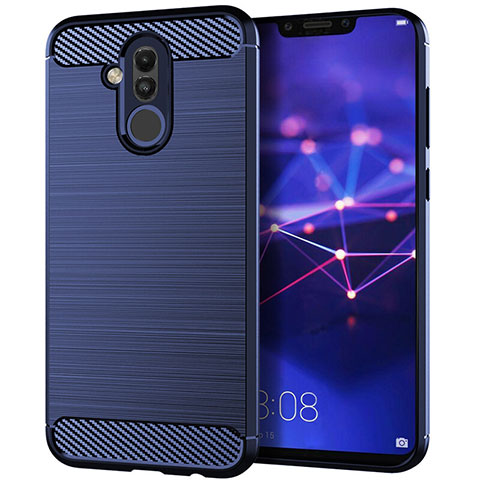 Coque Silicone Housse Etui Gel Serge S01 pour Huawei Mate 20 Lite Bleu