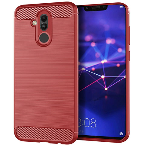 Coque Silicone Housse Etui Gel Serge S01 pour Huawei Mate 20 Lite Rouge