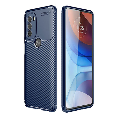 Coque Silicone Housse Etui Gel Serge S01 pour Motorola Moto G71 5G Bleu