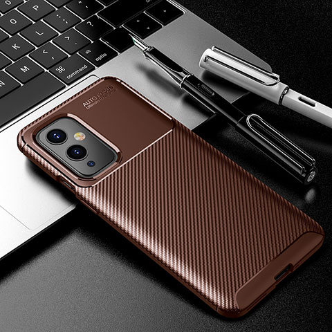 Coque Silicone Housse Etui Gel Serge S01 pour OnePlus 9 5G Marron