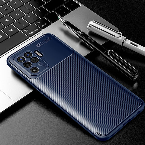 Coque Silicone Housse Etui Gel Serge S01 pour Oppo F19 Pro Bleu