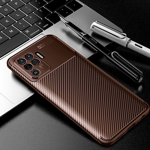 Coque Silicone Housse Etui Gel Serge S01 pour Oppo F19 Pro Marron