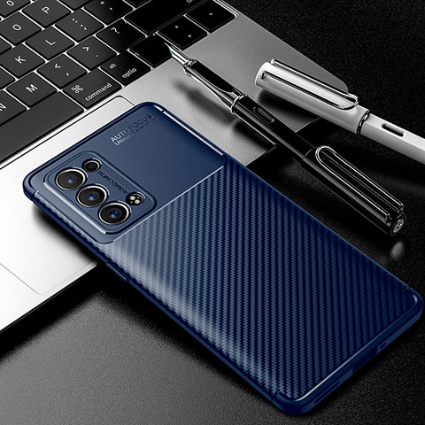 Coque Silicone Housse Etui Gel Serge S01 pour Oppo Reno6 Pro 5G Bleu