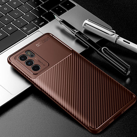 Coque Silicone Housse Etui Gel Serge S01 pour Oppo Reno6 Pro 5G India Marron