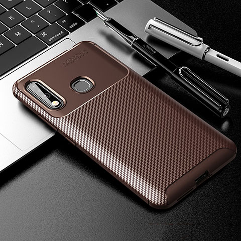 Coque Silicone Housse Etui Gel Serge S01 pour Samsung Galaxy A70E Marron