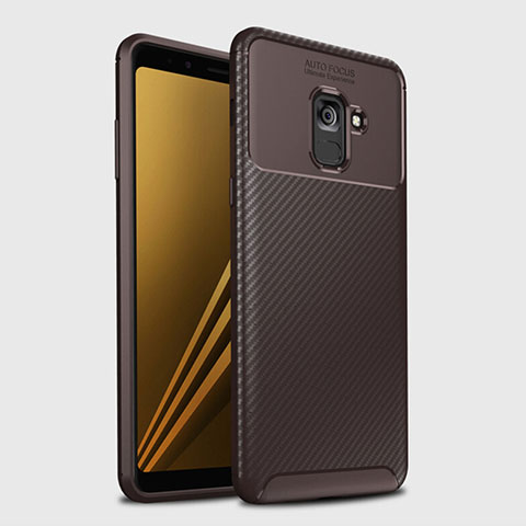 Coque Silicone Housse Etui Gel Serge S01 pour Samsung Galaxy A8+ A8 Plus (2018) A730F Marron