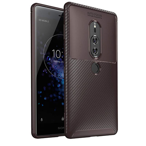 Coque Silicone Housse Etui Gel Serge S01 pour Sony Xperia XZ2 Premium Marron