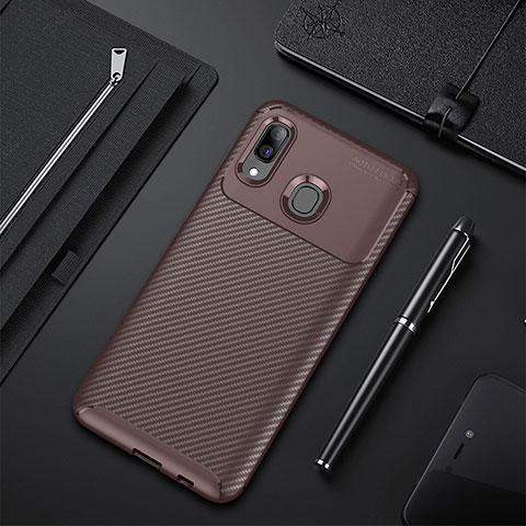 Coque Silicone Housse Etui Gel Serge WL1 pour Samsung Galaxy A40 Marron