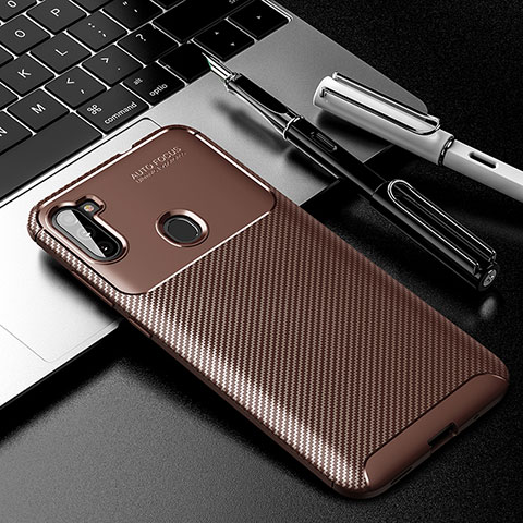 Coque Silicone Housse Etui Gel Serge WL1 pour Samsung Galaxy M11 Marron