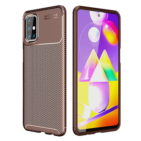 Coque Silicone Housse Etui Gel Serge WL1 pour Samsung Galaxy M31s Marron