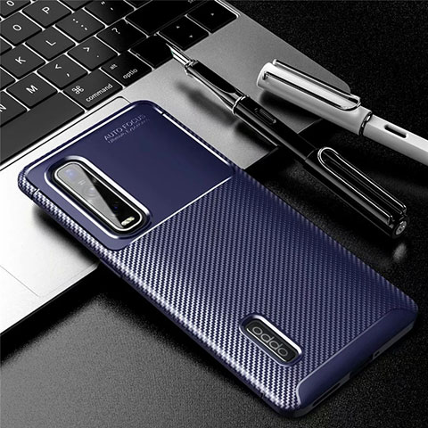 Coque Silicone Housse Etui Gel Serge Y01 pour Oppo Find X2 Pro Bleu