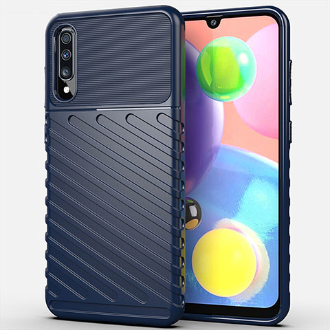 Coque Silicone Housse Etui Gel Serge Y01 pour Samsung Galaxy A70 Bleu