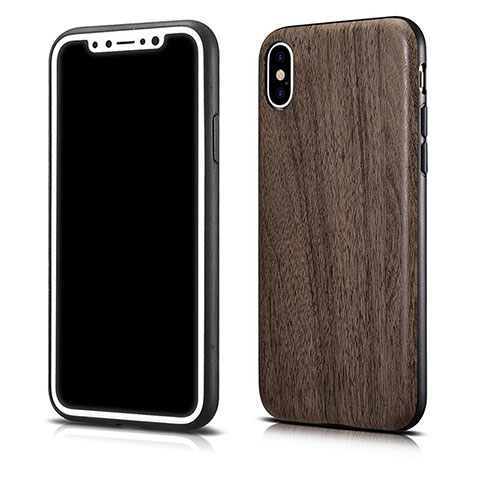 Coque Silicone Motif de Grain de Bois Souple Couleur Unie pour Apple iPhone Xs Max Gris