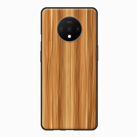 Coque Silicone Motif de Grain de Bois Souple Couleur Unie pour OnePlus 7T Orange