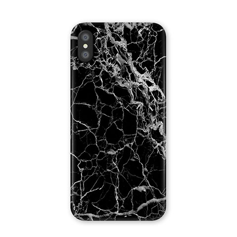 Coque Silicone Motif de Marbre Souple Couleur Unie P02 pour Apple iPhone Xs Noir