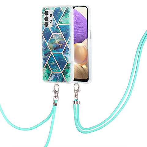 Coque Silicone Motif Fantaisie Souple Couleur Unie Etui Housse avec Laniere Strap Y01B pour Samsung Galaxy A23 5G Vert Nuit