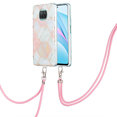 Coque Silicone Motif Fantaisie Souple Couleur Unie Etui Housse avec Laniere Strap Y01B pour Xiaomi Mi 10i 5G Rose