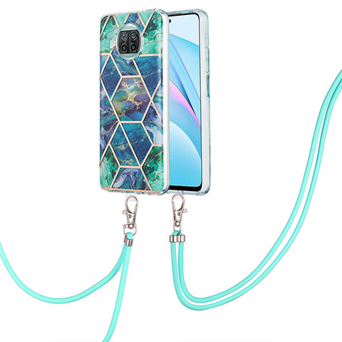 Coque Silicone Motif Fantaisie Souple Couleur Unie Etui Housse avec Laniere Strap Y01B pour Xiaomi Mi 10i 5G Vert Nuit